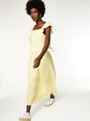 Yellow Floral Print Midi Dress | Women ...